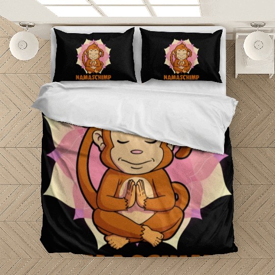 Cute Namaschimp Funny Yoga Monkey Namaste Workout Bedding Sets