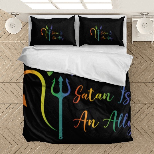 Funny Hail Gay Satan Lgbt Goth Gay Pride Baphomet Bedding Sets