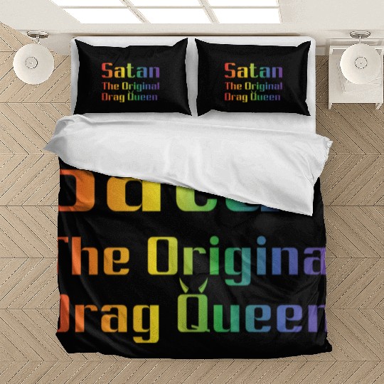Funny Hail Gay Satan Lgbt Goth Gay Pride Baphomet Bedding Sets