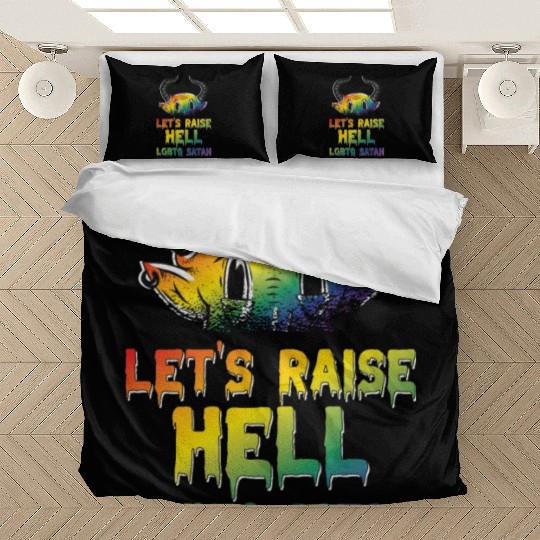Funny Hail Gay Satan Lgbt Goth Gay Pride Baphomet Bedding Sets