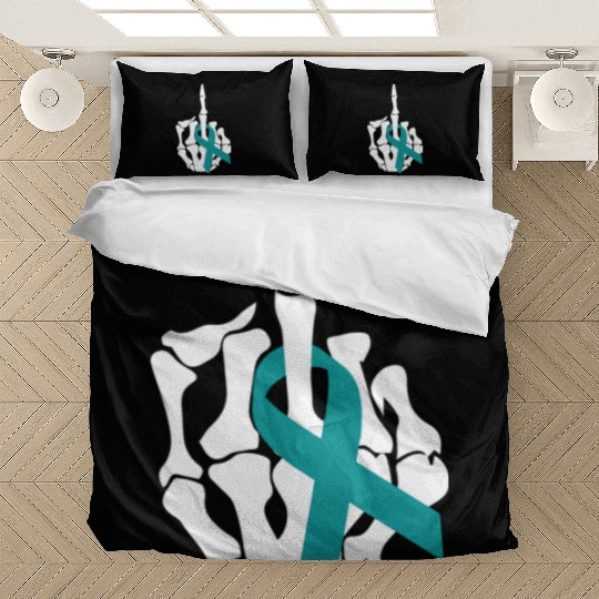 Fuck Ovarian Cancer Middle Finger Ovarian Cancer A Bedding Sets