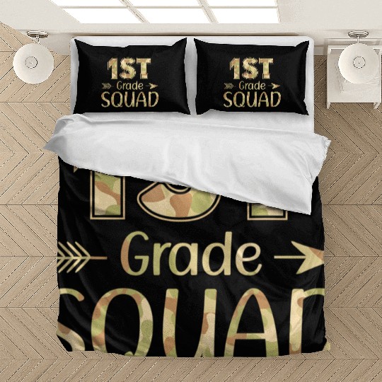 1st Grade Squad Teacher & Student Camo Back To Bedding Sets