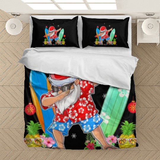 Dabbing Santa Christmas In July Hawaiian Xmas Bedding Sets