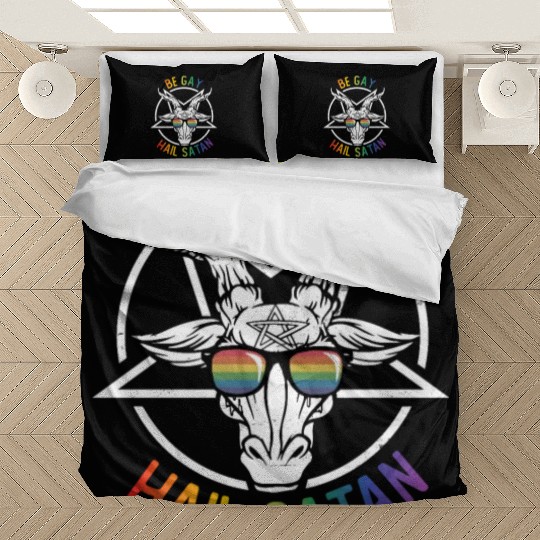Rainbow Satan Lgbt Goth Gay Pride Baphomet Be Gay Bedding Sets