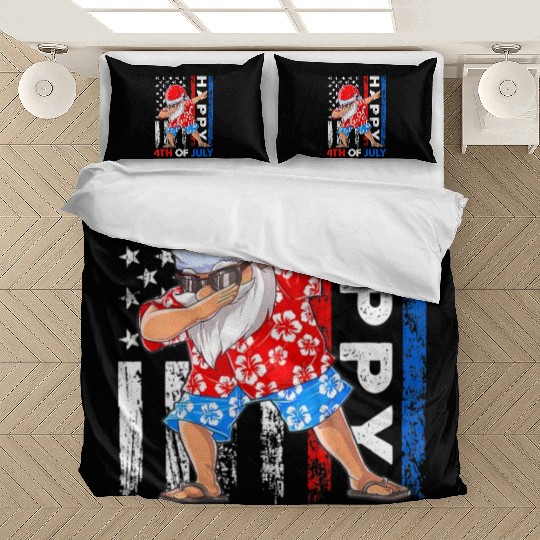 Summer Santa Dabbing Happy Christmas In July 4th Bedding Sets