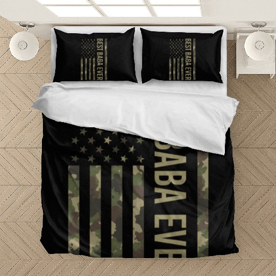 Best Baba Ever Us American Flag Camo For Fathers Bedding Sets