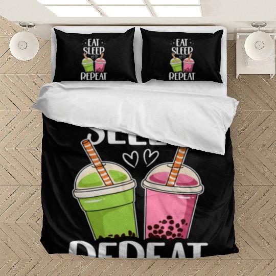 Eat Sleep Boba Tea Repeat Bubble Tea Lover Drinker Bedding Sets