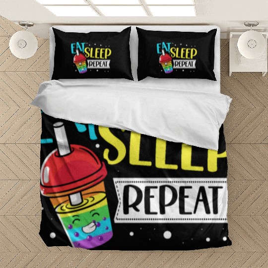 Eat Sleep Boba Tea Repeat Bubble Tea Lover Drinker Bedding Sets