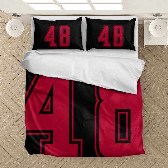 Red Number 48 Team Junior Sports Numbered Bedding Sets