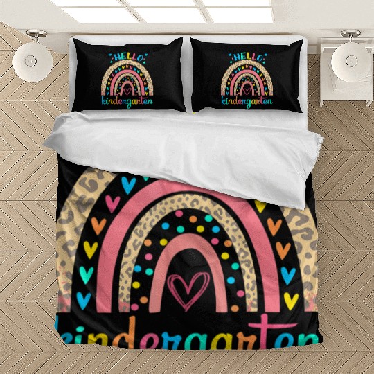 Hello Kindergarten Rainbow Heart For Teachers Bedding Sets