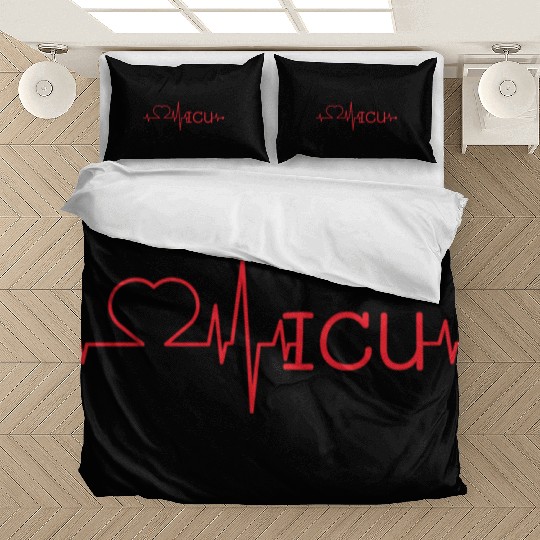 Love Icu Heart Beat Doctor Nurse Hospice Workers Bedding Sets