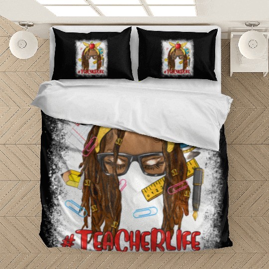 Afro Locs Teacher Life teacher day back to school Bedding Sets