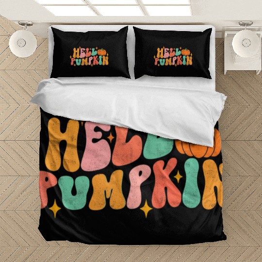 Hello Pumpkin Autumn Leaves Fall Thanksgiving Bedding Sets