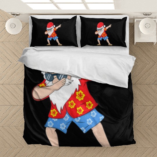 Christmas in July Santa Hawaiian Dabbing Santa Bedding Sets