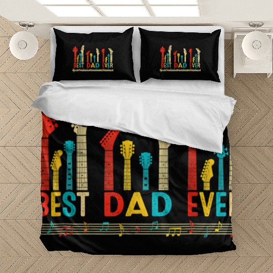 Best Dad Ever Daddy Guitar Vintage Guitar Fathers Bedding Sets