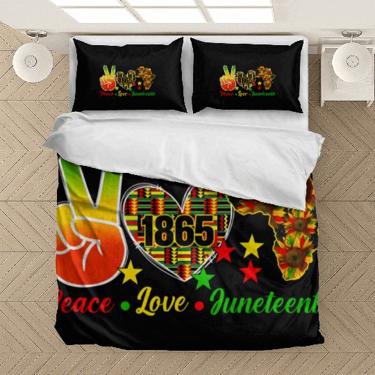 Peace Love Juneteenth 1865 Black Wo Africa America Bedding Sets