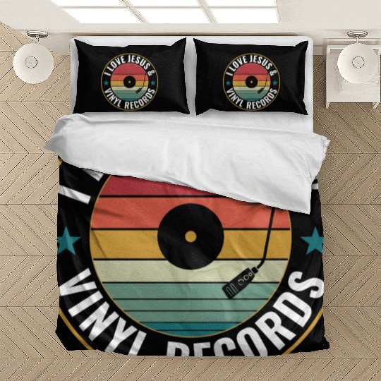 I Love Jesus And Vinyl Records Funny Vinyl Lover Bedding Sets