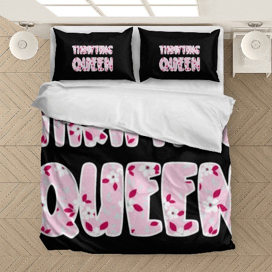 Thrifting Queen pink floral Bedding Sets