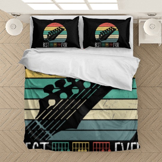 Best Dad Ever Guitar Music Vintage Fathers Day Bedding Sets