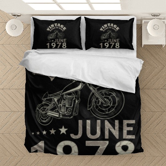 Biker motorcycle June 1978 45 years saying Bedding Sets