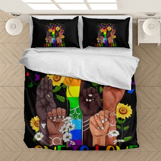 Love Es Love Rainbow Hands And Butterfly Motifs Pr Bedding Sets