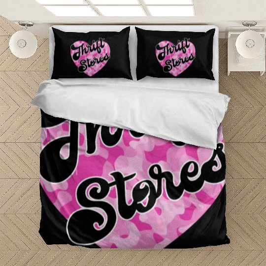 Thrift Stores pink camo heart Bedding Sets