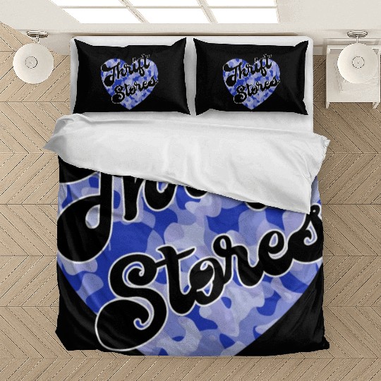 Thrift Stores blue camo heart Bedding Sets