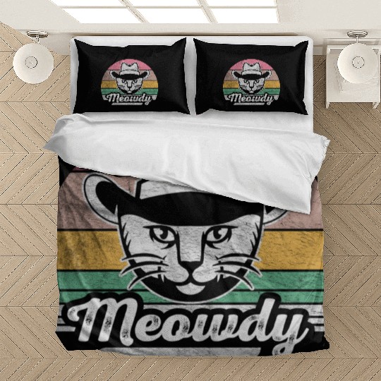 Mashup Between Meow And Howdy Cat Meme Cat Bedding Sets