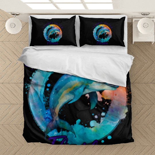 Sanbiel Island Florida Happy Watercolor Dolphin Bedding Sets
