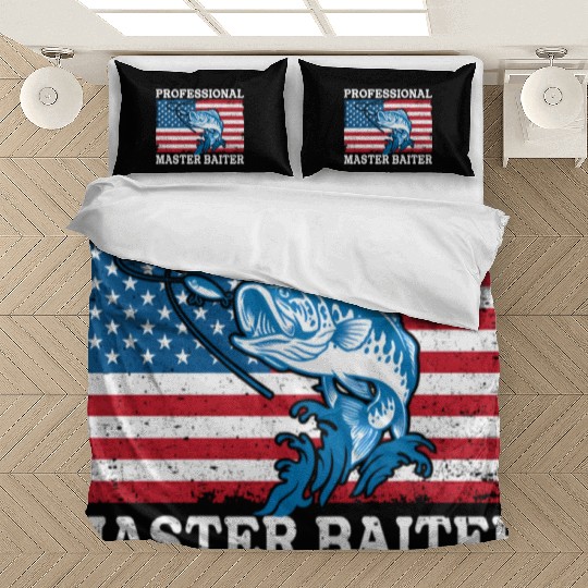 Professional Master Baiter Us American Flag Bass Bedding Sets