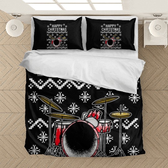 Drummer Ugly Christmas Musician Drum Teacher Bedding Sets
