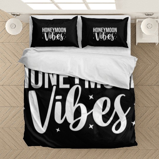 Bride Groom Vacation Newlywed Trip Honeymoon Vibes Bedding Sets