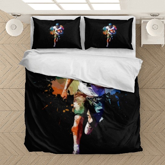 Watercolor Style Football Player Art Bedding Sets