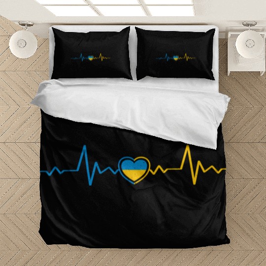 Ukrainian Flag Ukraine Heartbeat Ukrainian Herzsch Bedding Sets