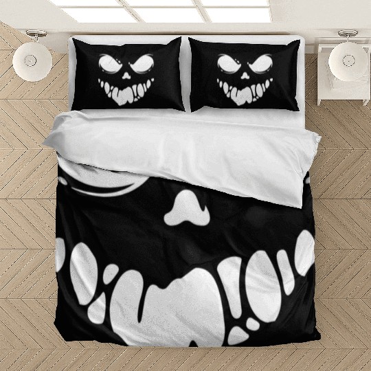 Black Spooky scary Ghost face Bedding Sets design