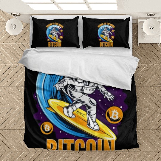 RIDING TO THE MOON- Bitcoin Bedding Sets