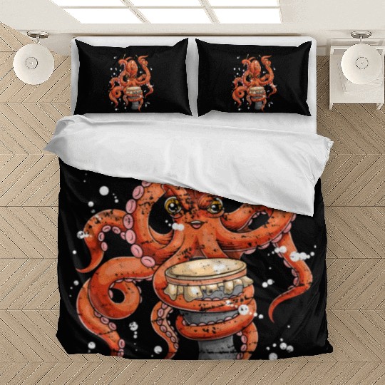 Music Lover Bongo Drums Musician Octopus Bedding Sets