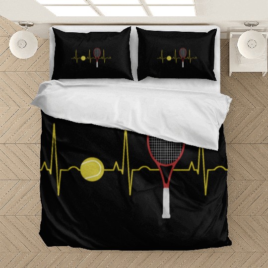 Tennis Player Sport Racket Tennis Ball Heartbeat Bedding Sets