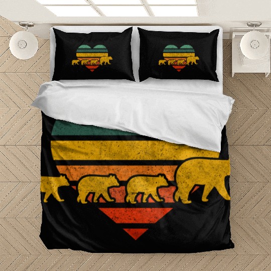 Mama Bear Three Cubs Heart Mothers Day Bedding Sets