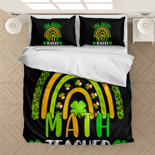 One Lucky Math Rainbow Teacher St Patricks Day Rai Bedding Sets