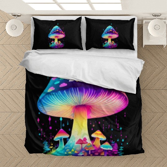Enchanting Fungi: A Neon Wonderland Bedding Sets