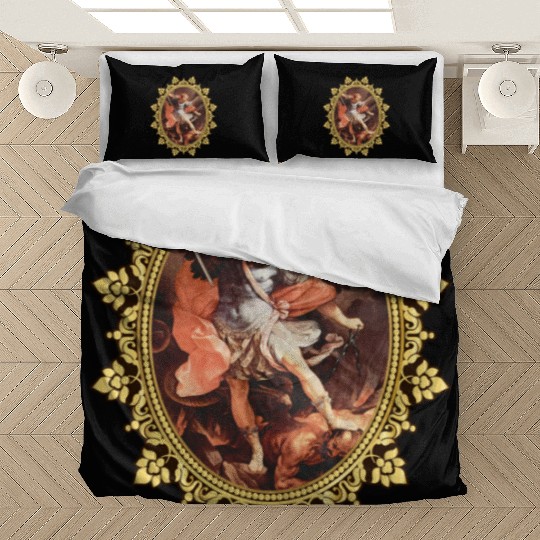St. Michael the Archangel Icon Dragon Catholic Ang Bedding Sets