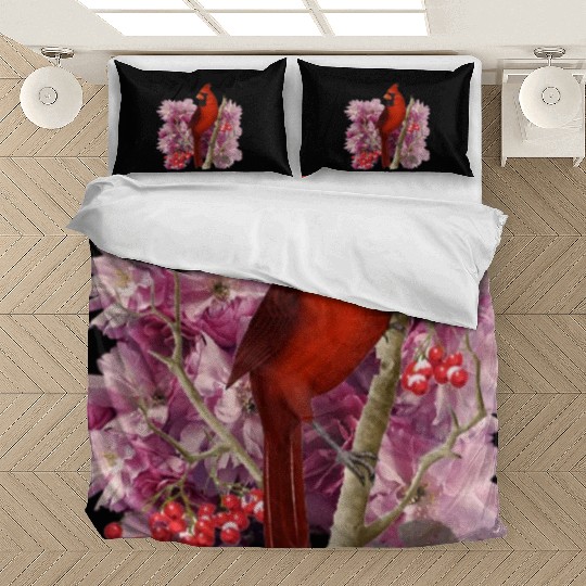 Funny Red Cardinal Bird Ornament Christmas Gifts Bedding Sets