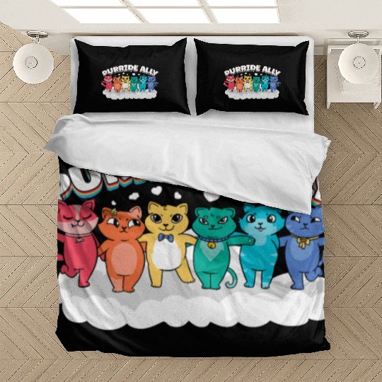 Purride Ally Cat Rainbow LGBT Pride Month Feline Bedding Sets