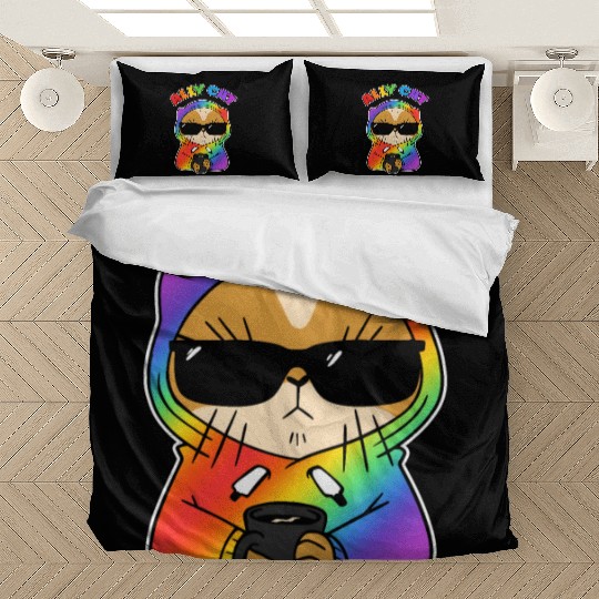 Ally Cat Rainbow LGBT Pride Month Feline Animal Bedding Sets