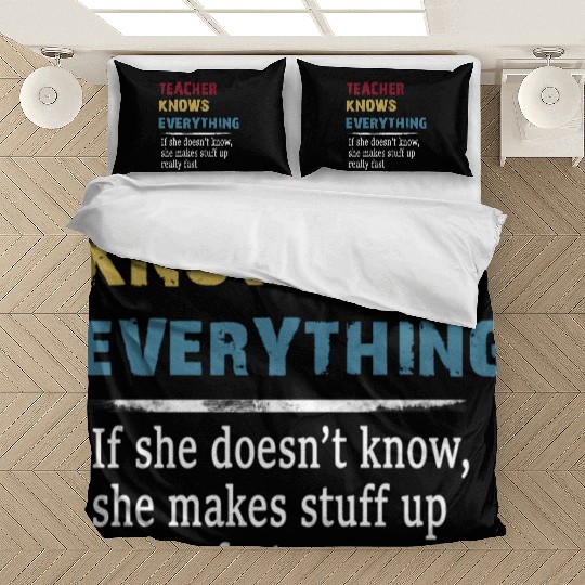 Teacher Knows Everything Christmas Teacher Gift Bedding Sets