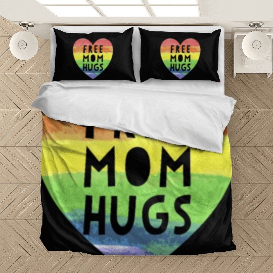 Free Mom Hugs LGBTQ Plus Rainbow Heart Free Hugs Bedding Sets