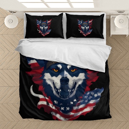 Cute American Pride 4th of July Dog Flag Bedding Sets