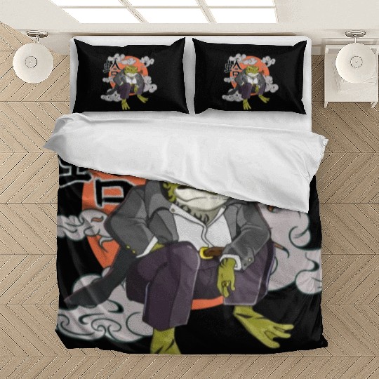Japanese frog in Yakuza gangster costume Bedding Sets