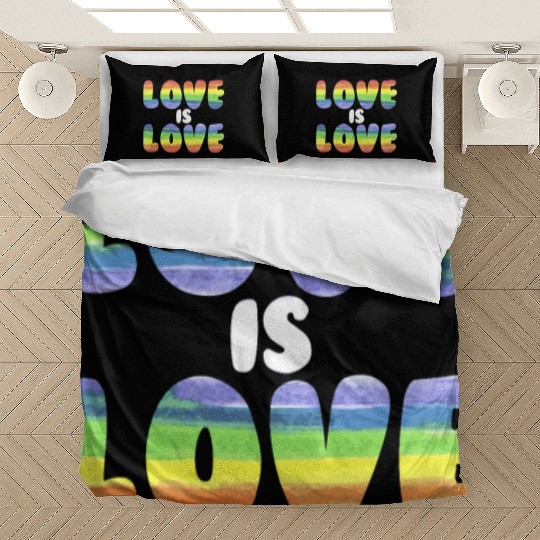 Love Is Love Rainbow LGBTQ Gay Pride Love Is Lovel Bedding Sets